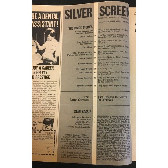 Silver Screen Magazine VINTAGE Dec. 1966 Vol. 36 No. 12 U.Andress Cary Grant - Picture 3 of 11